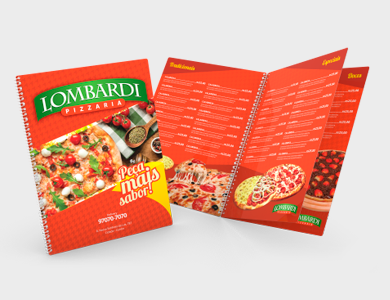 Cardápio Espiral com 14 Páginas em PVC 0,76mm Fosco Frente e Verso 21,5x29cm - 4x4 - 50 unid