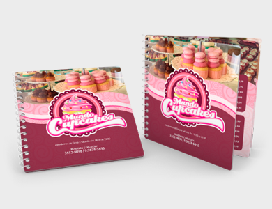 Cardápio Espiral com 12 Páginas em PVC 0,76mm Cristal Frente e Verso 14,4x14,4cm  - 4x4 - 10 unid