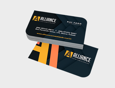 Cartão de Visita com 2 Cantos Arredondados Couchê 300g Laminação Holográfica 9x5cm - 4x4 - 1000 unid