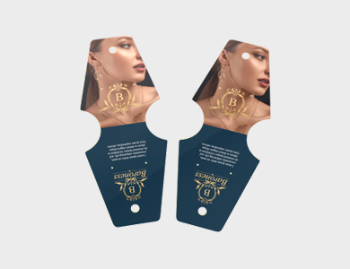 Cartela de Bijuteria Formatos Especiais Couchê 300g Laminação Fosca e Verniz Localizado 18x5cm - 4x4 - 5000 unid