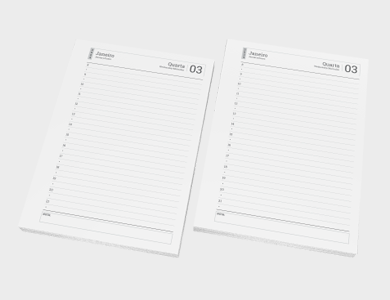 Miolo de Agenda A5 Sulfite 75g PB - Modelo Permanente 2025 - 1x1 - 10 unid