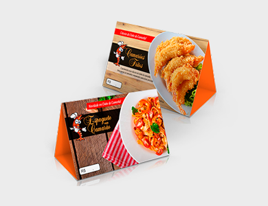 Prisma de Mesa Horizontal Couchê 300g Laminação Fosca com Verniz Localizado e Hot Stamping 15x10cm - 4x4 - 5000 unid